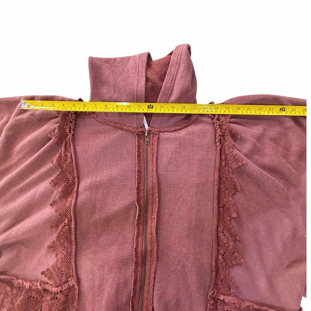Free People Hey Girl Lace Peplum Hoodie Full Zip Slouchy Whimsigoth Jacket M - Picture 15 of 16